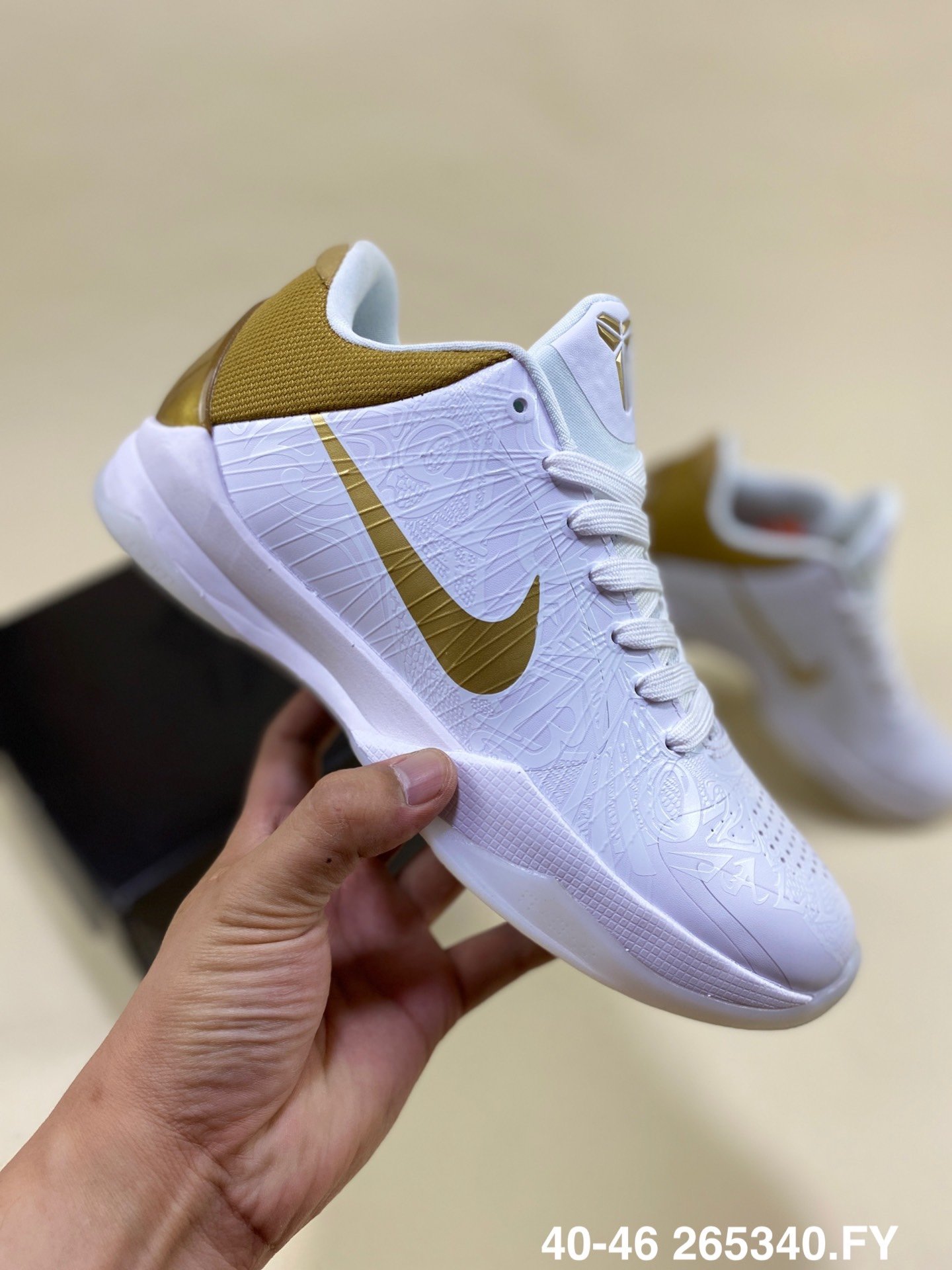 2020 Nike Zoom Kobe Bryant 5 White Gold - Click Image to Close